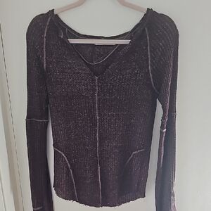 We The Free Deep Plum Thin Knit Outter Layer Sweater